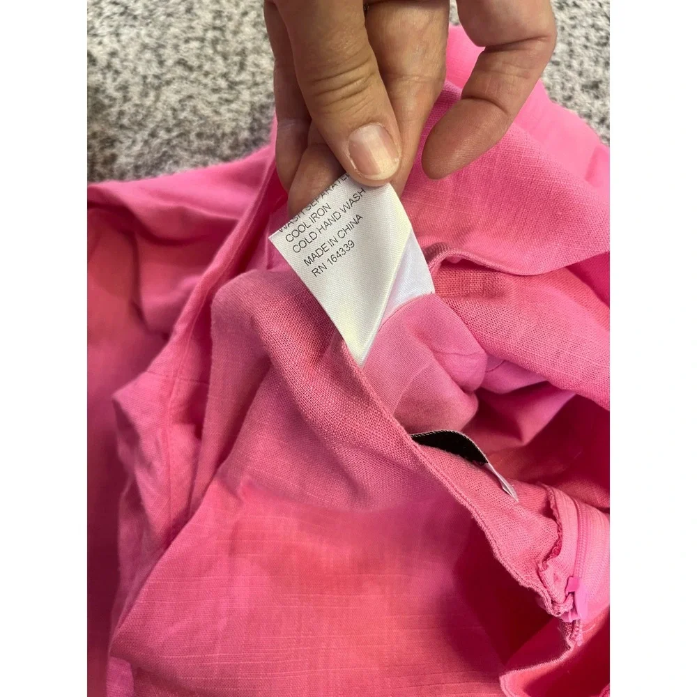 MVN THE LABEL Femme Pink Linen Blend Wide Leg Crop Overlay Jumpsuit US 4 NEW